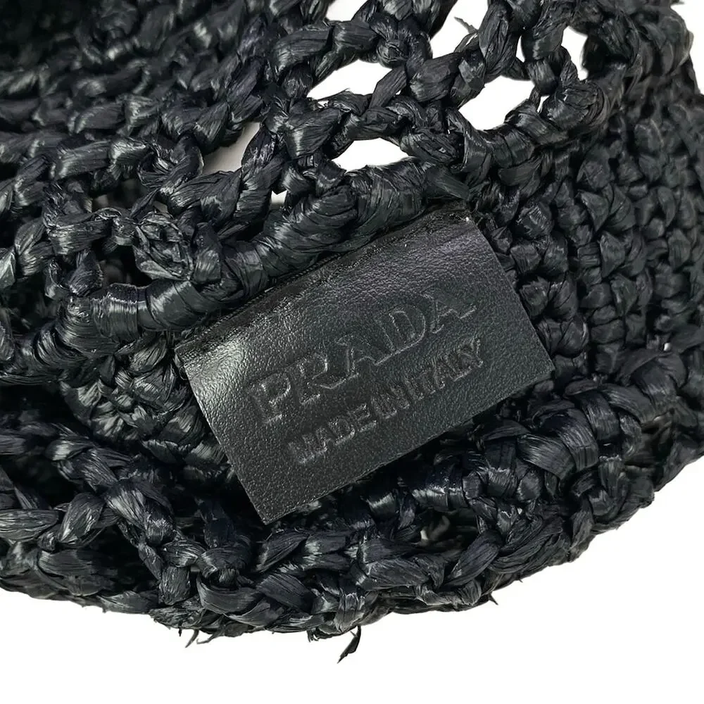 Prada Crochet Tote Bag Tote Bag 1BG393 Black White